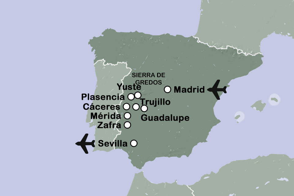 Routekaart onbekend Extremadura, Spanje