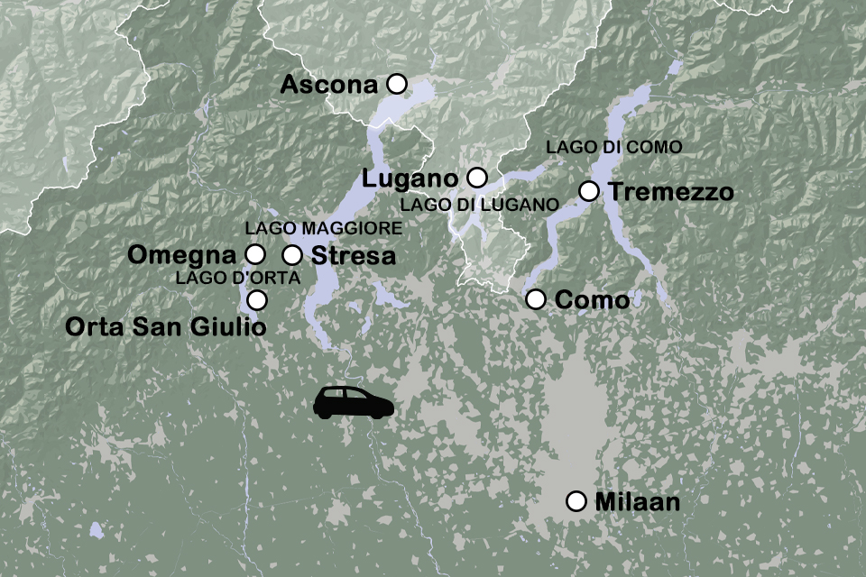 Routekaart Toeren langs de Italiaanse meren - autovakantie