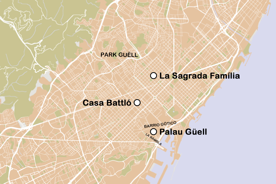 Routekaart Gaudí in Barcelona