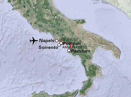 Routekaart Napels en Sorrento