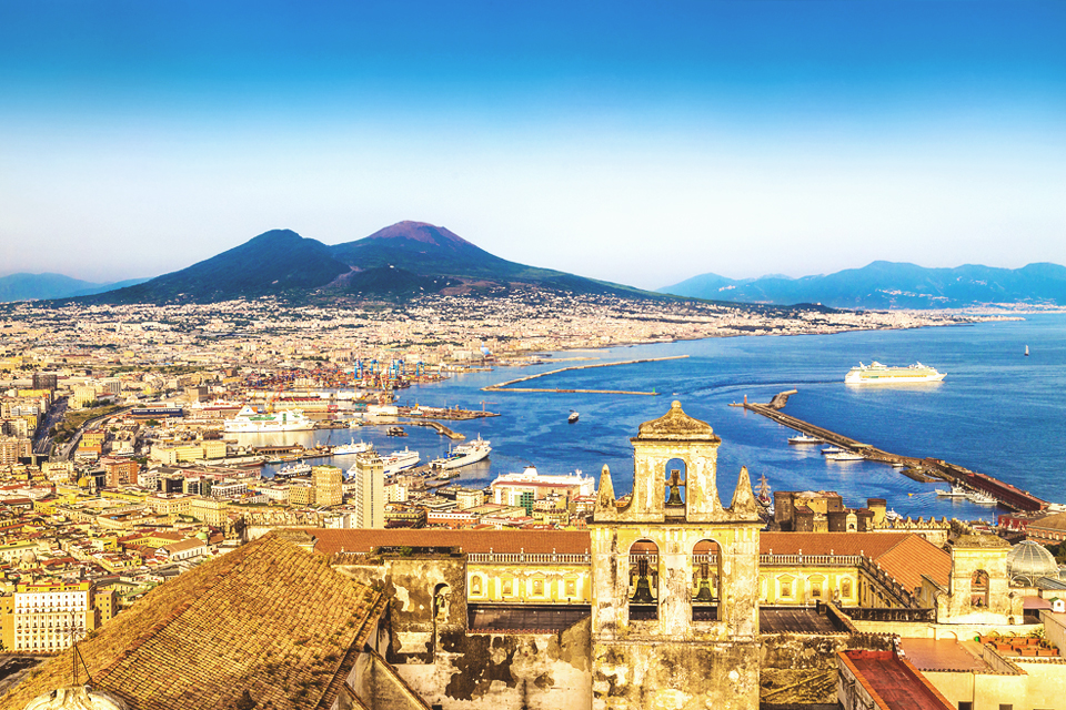 Zicht op Napels, Italië
