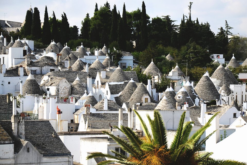 Trullihuizen in Alberobello in Puglia, Italië
