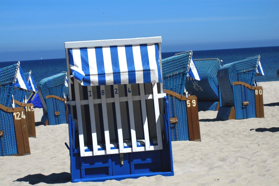 Strandstoelen op Rügen, Duitsland