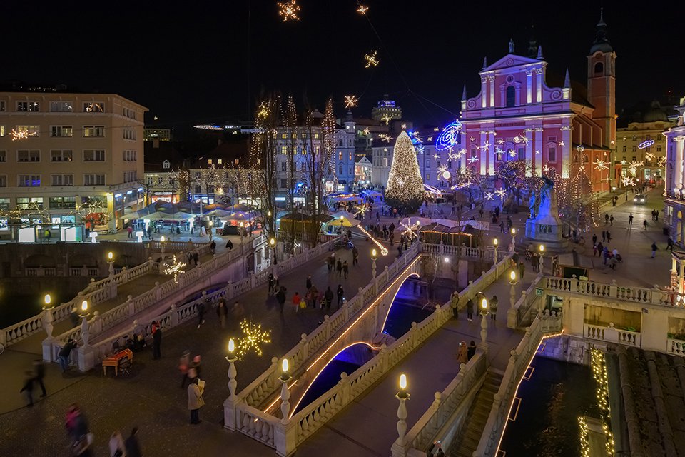 Kerst in Ljubljana, Slovenië