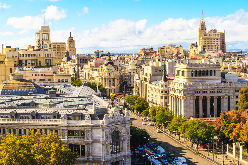 Gran Via in Madrid, Spanje