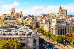 Gran Via in Madrid, Spanje Gran Via in Madrid, Spanje