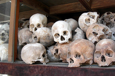 Schedels herinneren ons aan de killing fields
