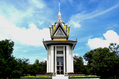 Een boeddhistische stoepa op de killing fields, Cambodja