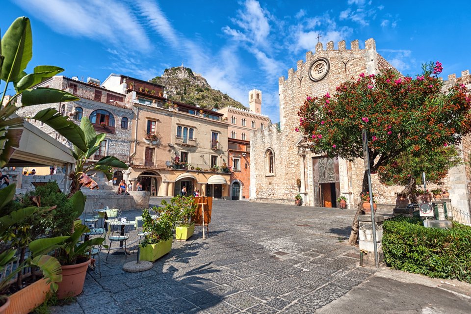 Pleintje in Taormina, Italië