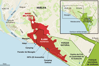 De brandhaard, Coto Doñana