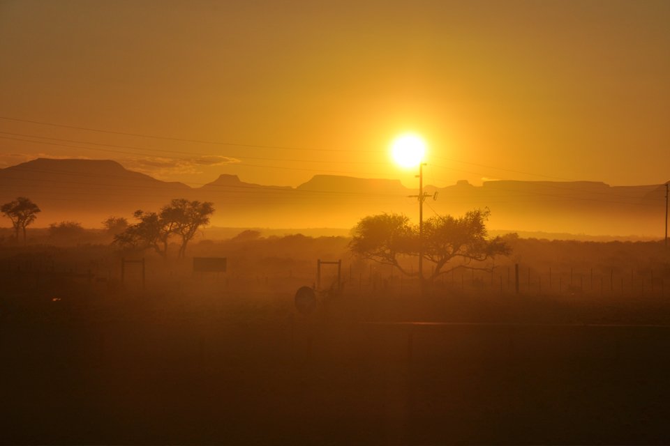 Zonsondergang, Namibië