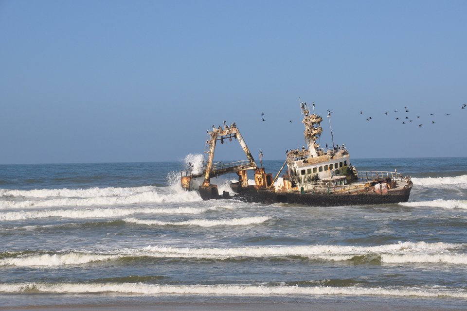 Een gestrande boot, Namibië