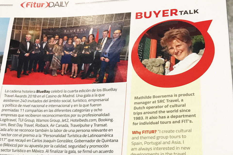 Productmanager Mathilde Boersema op de FITUR in Madrid, Spanje