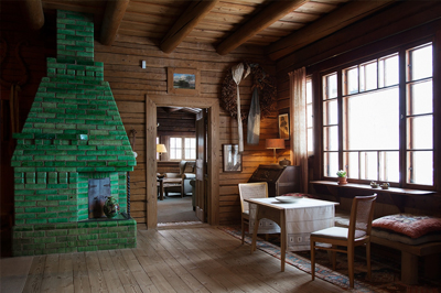 Interieur van het huis van Sibelius in Ainola, Finland