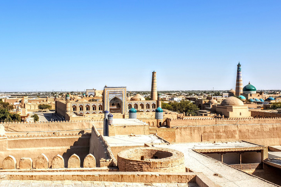 Uitzicht over Khiva, Oezbekistan