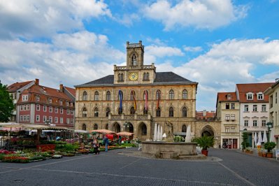 Rathaus in Weimar, Duitsland Rathaus in Weimar, Duitsland