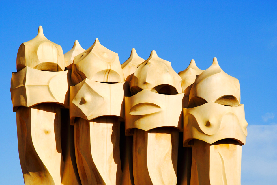 Schoorstenen bij Casa Milà, Spanje