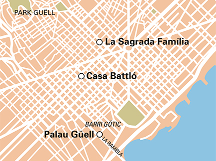 Routekaart Gaudí in Barcelona