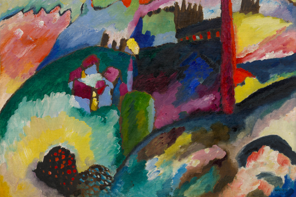 Wassily Kandinsky, Landschap met fabrieksschoorsteen (1910), Guggenheim Museum New York, Amerika