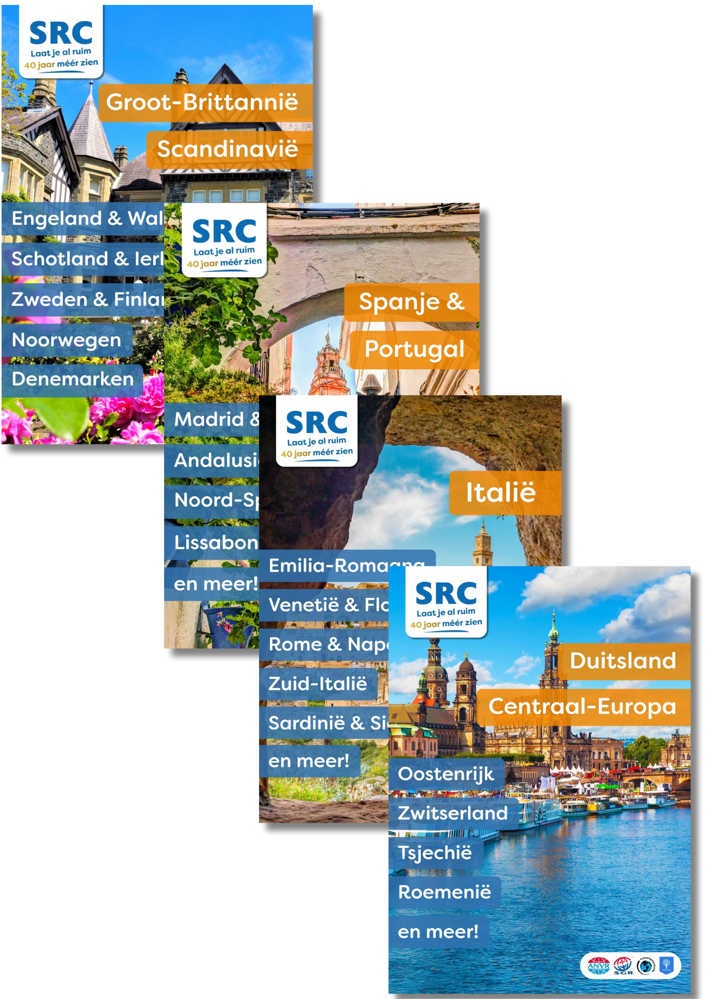 Brcohures Groot-Brittannië en Scandinavië, Spanje en Portugal, Italië, en Duitsland Centraal Europa