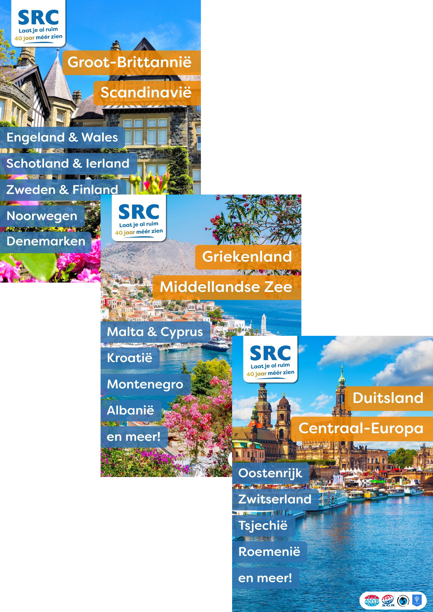 Brochures Groot-Brittannië & Scandinavië, Griekenland & Middellandse Zee, en Duitsland & Centraal Europa