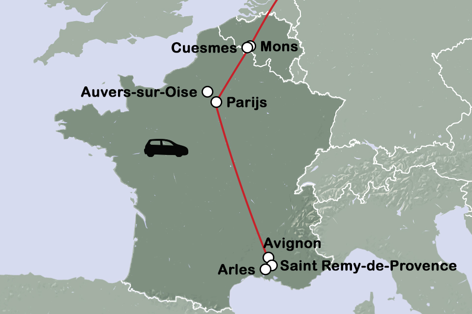 Routekaart In het voetspoor van Van Gogh - autovakantie