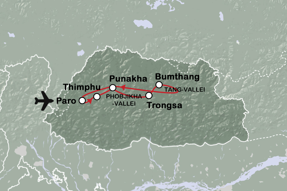 Routekaart Festivals in Bhutan