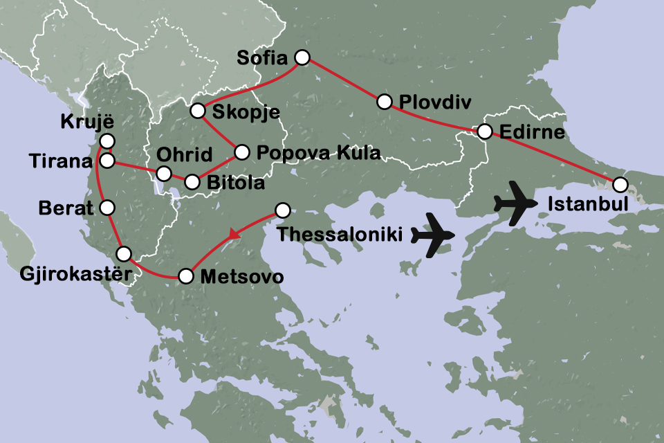 Routekaart In het voetspoor van de Osmanen