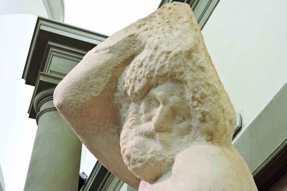 Schiavo barbuto van Michelangelo in Galleria dell'Accademia Florence Italië