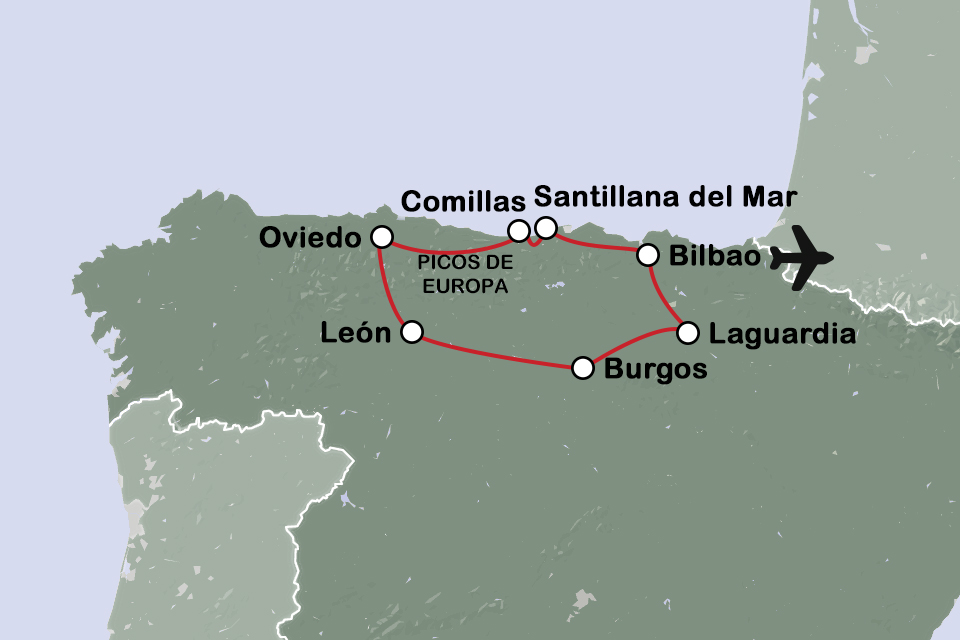 Routekaart Noord-Spanje