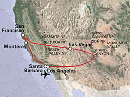 Routekaart West-Amerika