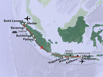 Routekaart Sumatra, Java, Bali