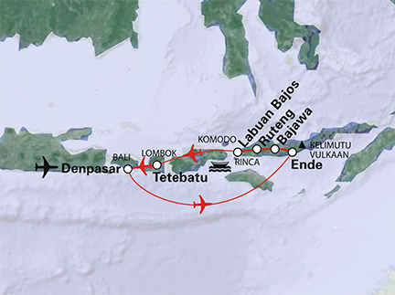 Routekaart Kleine Sunda-eilanden