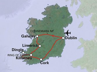 Routekaart Ierland Routekaart Ierland