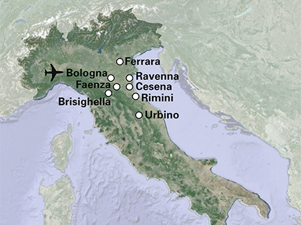 Routekaart Bologna en Emilia-Romagna