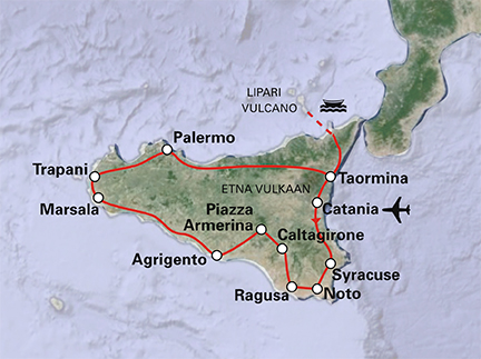 Routekaart Verleidelijk Sicilië