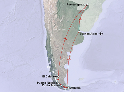 Routekaart Argentinië en Chili