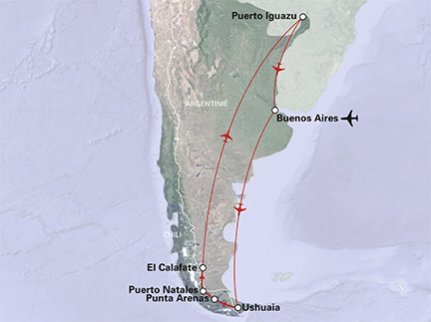 Routekaart Argentinië en Chili