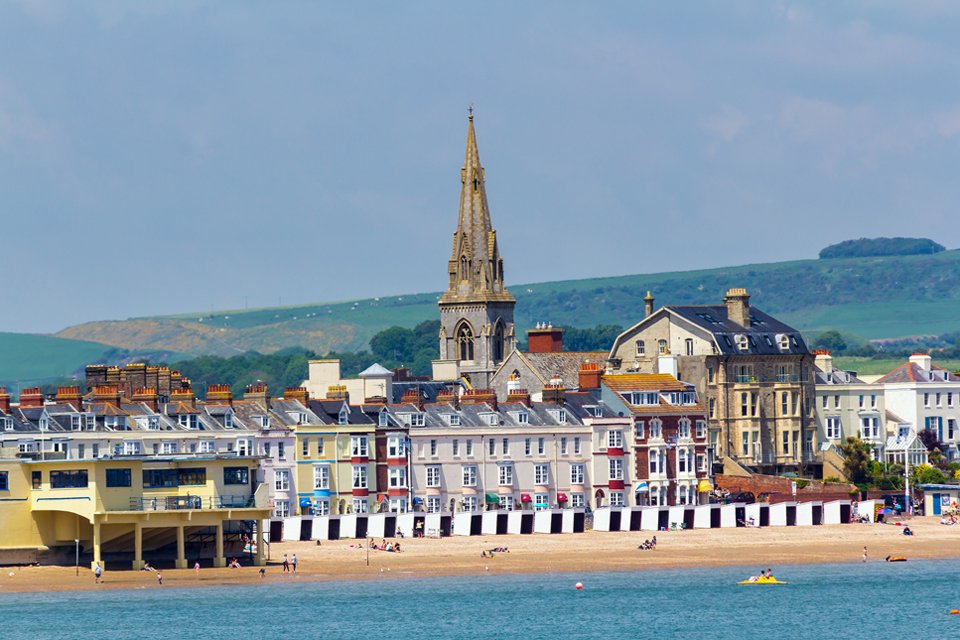 Het charmante badplaatsje Weymouth, Groot-Brittannië