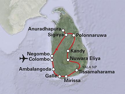 Routekaart Sri Lanka