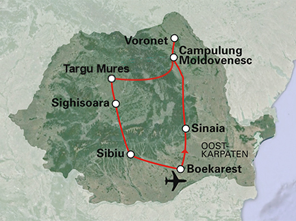 Routekaart Kleurrijk Roemenië