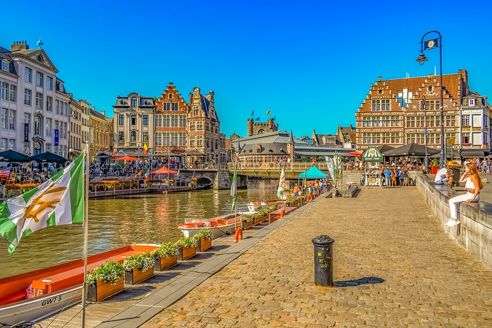 Graslei in Gent, België
