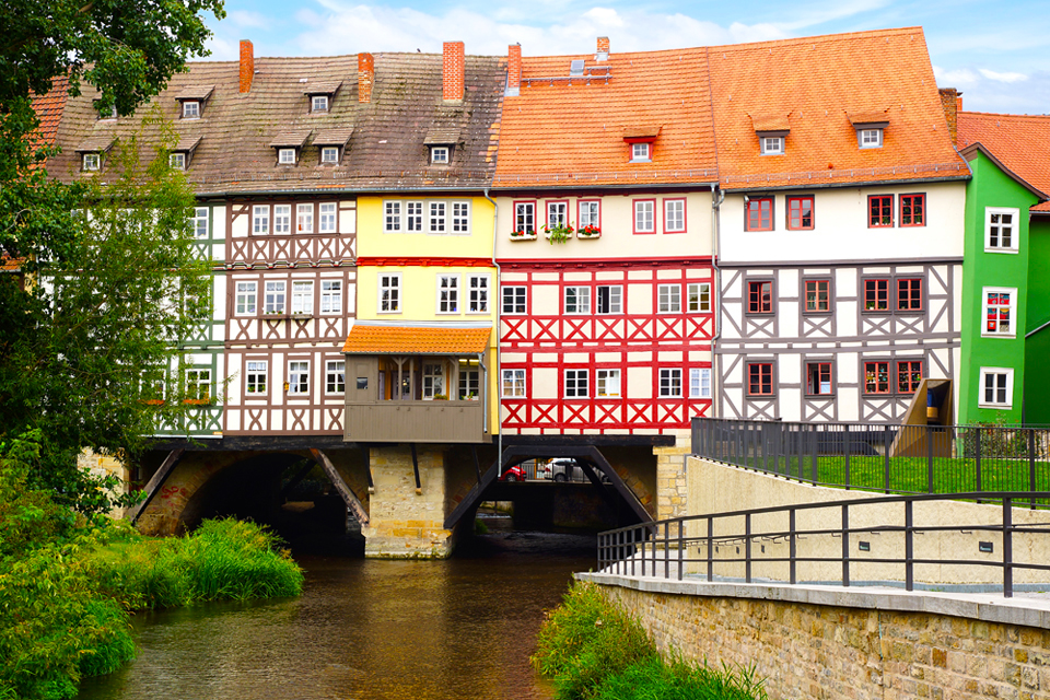 De Krämerbrucke in Erfurt, Duitsland