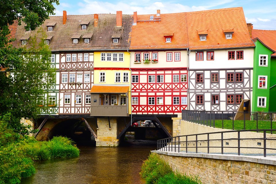 De Krämerbrucke in Erfurt, Duitsland