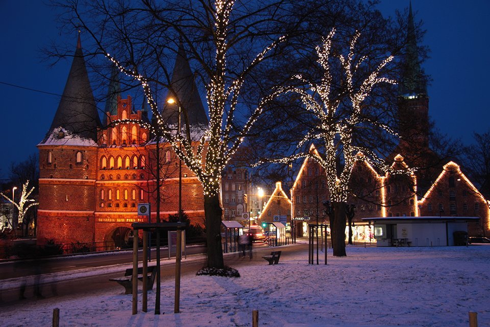 Sneeuw in Lübeck, Duitsland