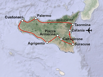 Routekaart Kerst op Sicilië