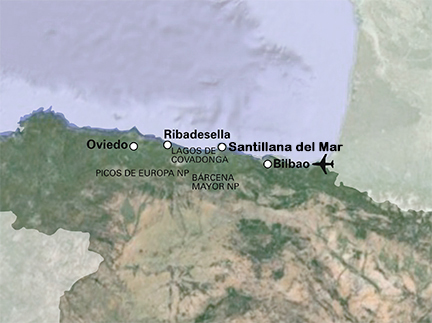 Routekaart Asturië en Cantabrië