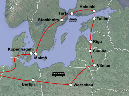 Routekaart Roadtrip Oostzee