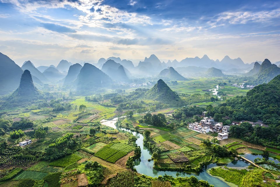 Li-rivier bij Yangshuo, China