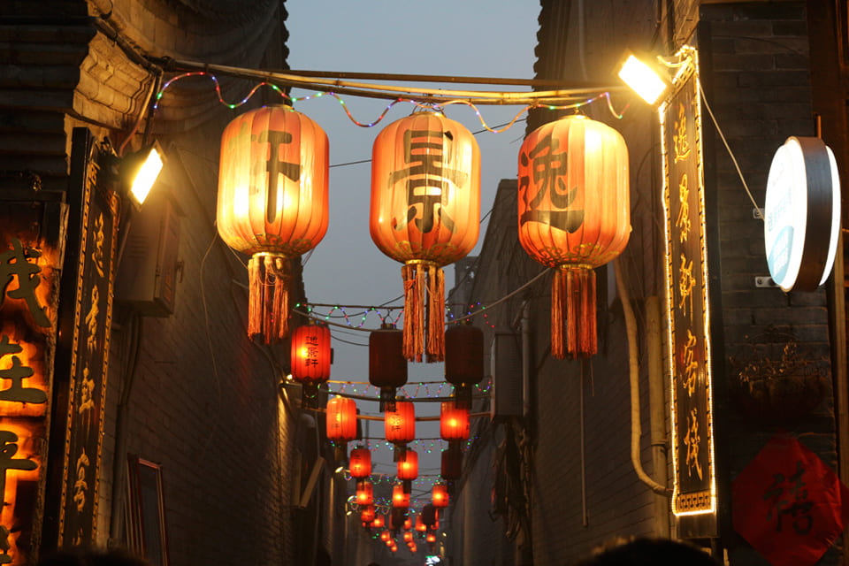 Lampions in de straten van Pingyao, China